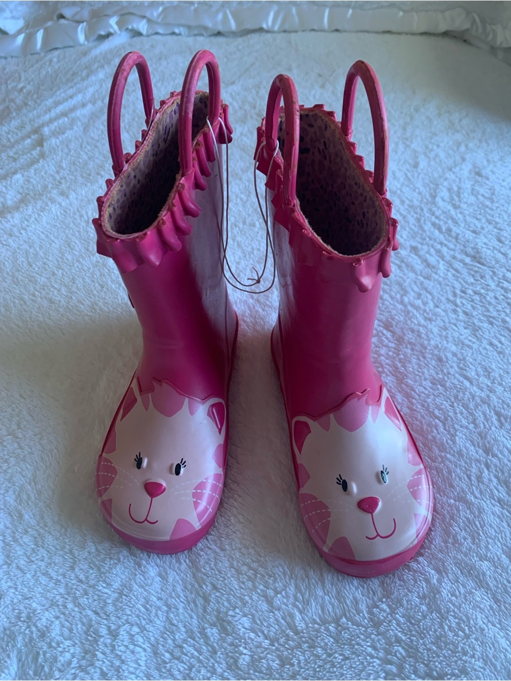 Jumping Beans Toddler Girls Pink Cat Rain Boots, Size toddler Large 8/9 M